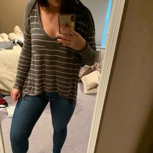 Free people long waffle shirt